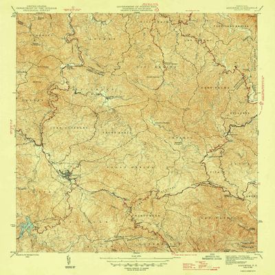 YellowMaps Adjuntas PR topo map, 1:30000 Scale, 7.5 X 7.5 Minute, Historical, 1946, 20.9 x 19.8 in - Polypropylene