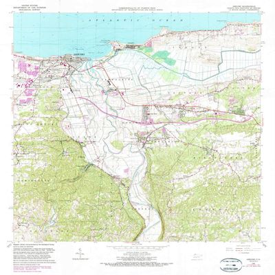 YellowMaps Arecibo PR topo map, 1:20000 Scale, 7.5 X 7.5 Minute, Historical, 1964, Updated 1990, 32.8 x 29 in - Polypropylene