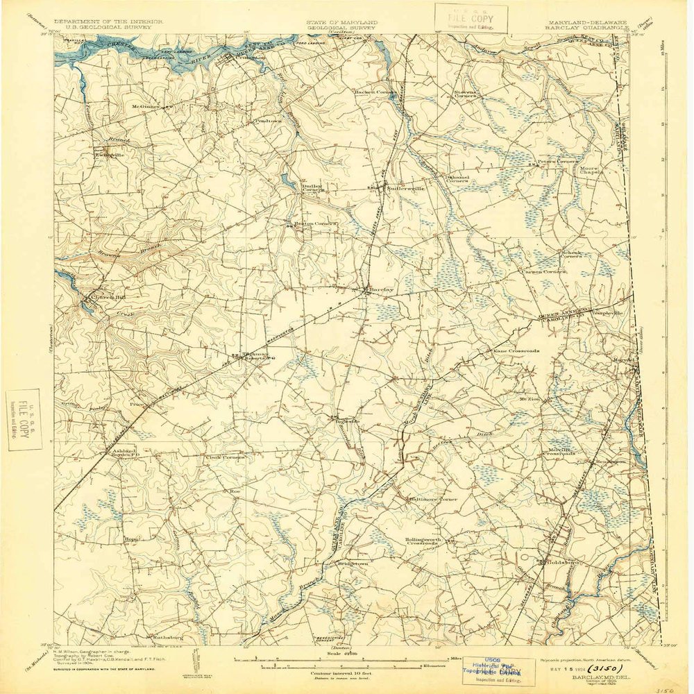 YellowMaps Barclay MD topo map, 1:62500 Scale, 15 X 15 Minute, Historical, 1905, Updated 1924, 19.8 x 16.4 in - Polypropylene
