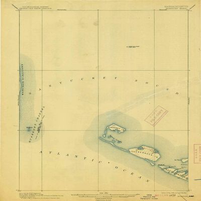 YellowMaps Muskeget MA topo map, 1:62500 Scale, 15 X 15 Minute, Historical, 1899, Updated 1913, 19.5 x 15.7 in - Polypropylene