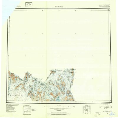 YellowMaps Mt Saint Elias AK topo map, 1:250000 Scale, 1 X 3 Degree, Historical, 1951, Updated 1952, 23 x 30.6 in - Polypropylene