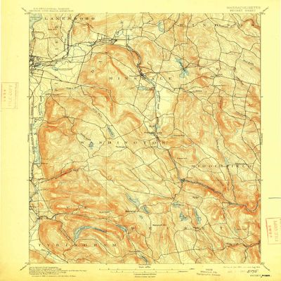 YellowMaps Becket MA topo map, 1:62500 Scale, 15 X 15 Minute, Historical, 1897, Updated 1915, 19.7 x 15.8 in - Polypropylene