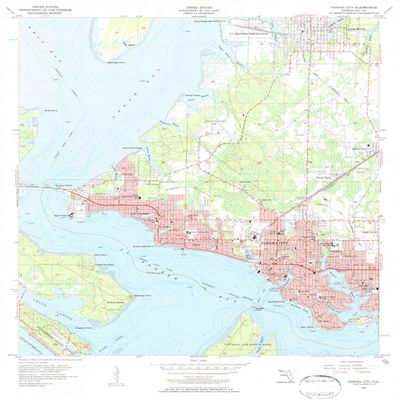 YellowMaps Panama City FL topo map, 1:24000 Scale, 7.5 X 7.5 Minute, Historical, 1956, Updated 1957, 26.9 x 21.9 in - Tyvek