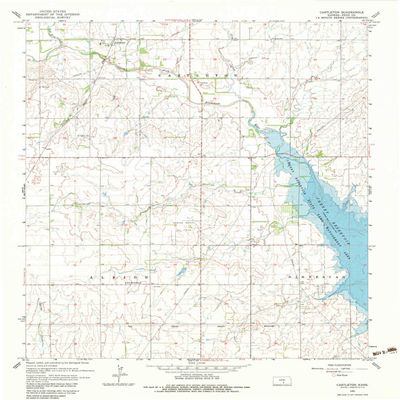 YellowMaps Castleton KS topo map, 1:24000 Scale, 7.5 X 7.5 Minute, Historical, 1965, Updated 1983, 27.07 x 21.14 in - Polypropylene