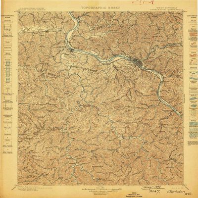 YellowMaps Charleston WV topo map, 1:125000 Scale, 30 X 30 Minute, Historical, 1899, 19.9 x 16.5 in - Polypropylene