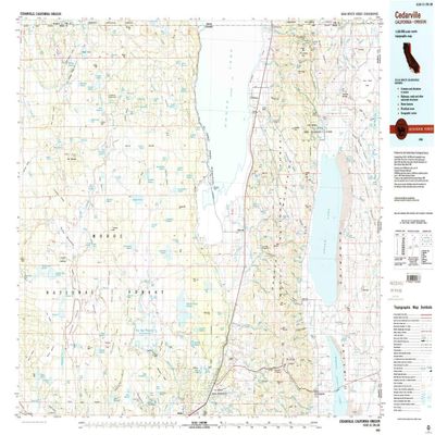 YellowMaps Cedarville CA topo map, 1:100000 Scale, 30 X 60 Minute, Historical, 1983, Updated 1983, 24.1 x 39.6 in - Polypropylene