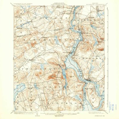 YellowMaps Bucksport ME topo map, 1:62500 Scale, 15 X 15 Minute, Historical, 1902, Updated 1936, 19.8 x 16.5 in - Tyvek