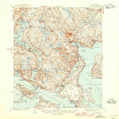 YellowMaps Blue Hill ME topo map, 1:62500 Scale, 15 X 15 Minute, Historical, 1944, 20.8 x 17 in - Polypropylene