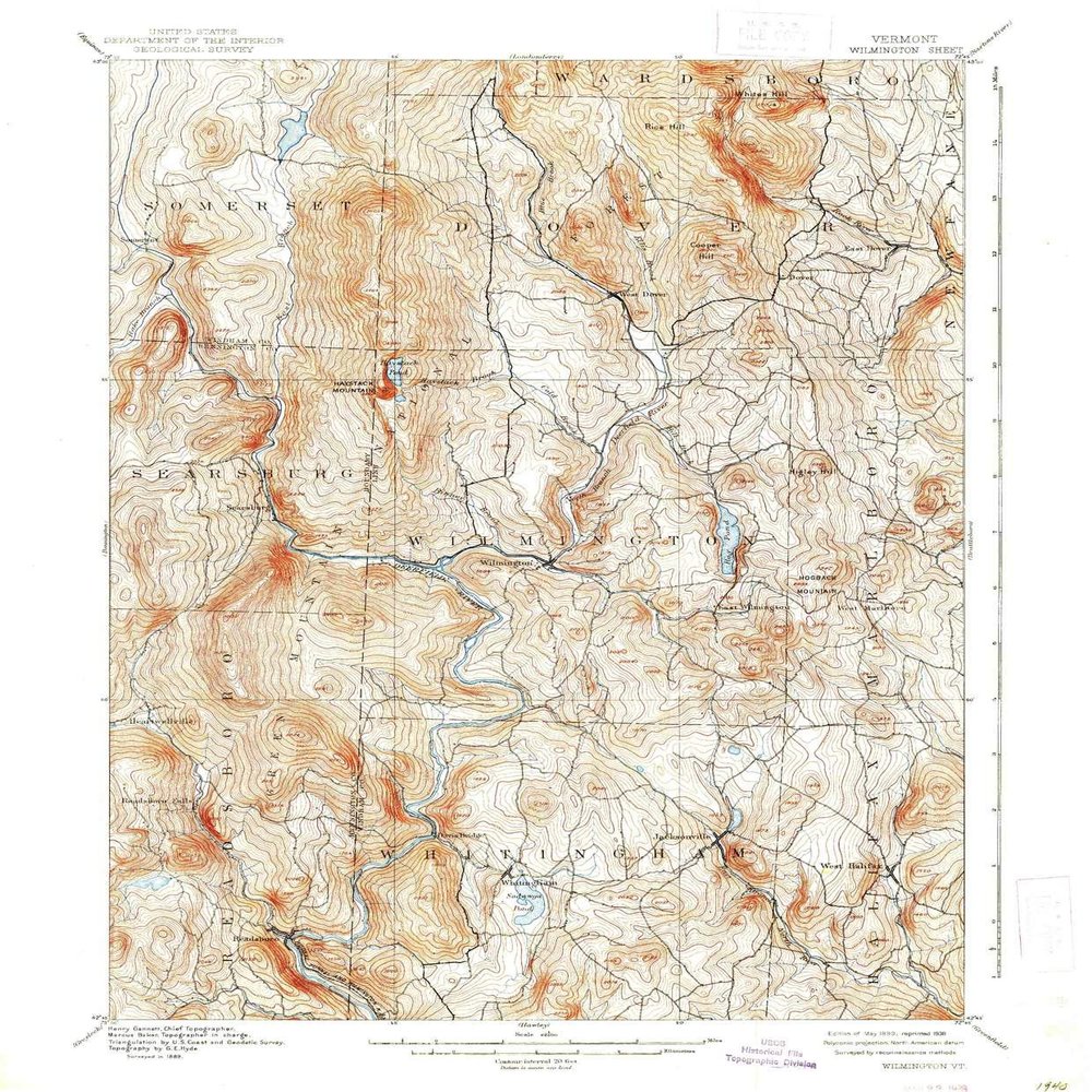YellowMaps Wilmington VT topo map, 1:62500 Scale, 15 X 15 Minute, Historical, 1899, Updated 1938, 19.9 x 16.47 in - Tyvek