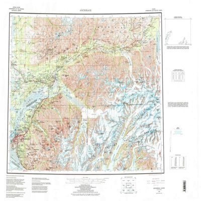 YellowMaps Anchorage AK topo map, 1:250000 Scale, 1 X 3 Degree, Historical, 1962, Updated 1986, 23.1 x 33.9 in - Polypropylene