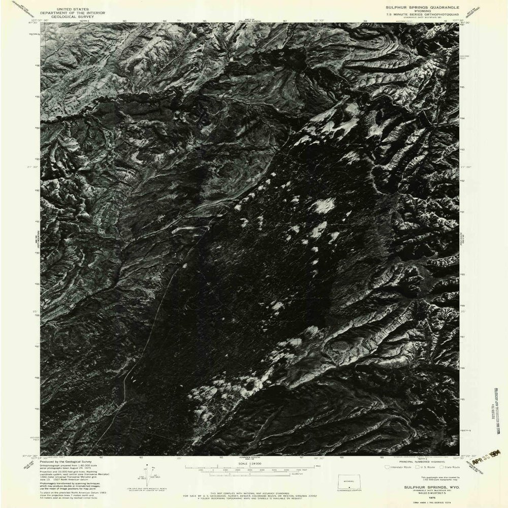 YellowMaps Sulphur Springs WY topo map, 1:24000 Scale, 7.5 X 7.5 Minute, Historical, 1975, Updated 1983, 26.7 x 20.8 in - Tyvek