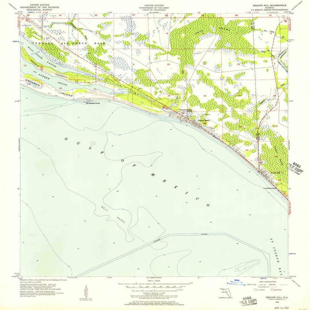 YellowMaps Beacon Hill FL topo map, 1:24000 Scale, 7.5 X 7.5 Minute, Historical, 1956, Updated 1957, 26.8 x 22.9 in - Tyvek