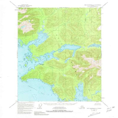 YellowMaps Port Alexander C 1 AK topo map, 1:63360 Scale, 15 X 15 Minute, Historical, 1951, Updated 1981, 21.9 x 18 in - Tyvek