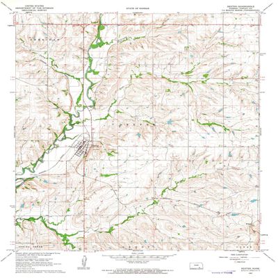 YellowMaps Dexter KS topo map, 1:24000 Scale, 7.5 X 7.5 Minute, Historical, 1962, Updated 1963, 26.75 x 20.73 in - Polypropylene