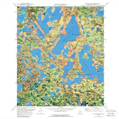 YellowMaps Wabana Lake MN topo map, 1:24000 Scale, 7.5 X 7.5 Minute, Historical, 1970, Updated 1989, 27.24 x 21.24 in - Polypropylene