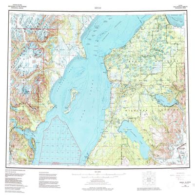 YellowMaps Kenai AK topo map, 1:250000 Scale, 1 X 3 Degree, Historical, 1958, Updated 1984, 22.8 x 28.9 in - Polypropylene