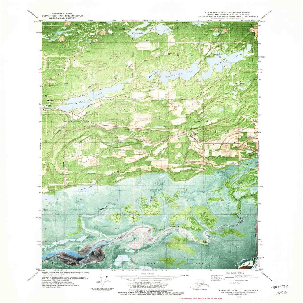 YellowMaps Anchorage C 7 SE AK topo map, 1:25000 Scale, 7.5 X 7.5 Minute, Historical, 1979, Updated 1980, 26.8 x 22 in - Tyvek