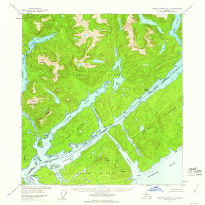 YellowMaps Prince Rupert D 2 AK topo map, 1:63360 Scale, 15 X 15 Minute, Historical, 1955, Updated 1960, 20.8 x 17 in - Tyvek