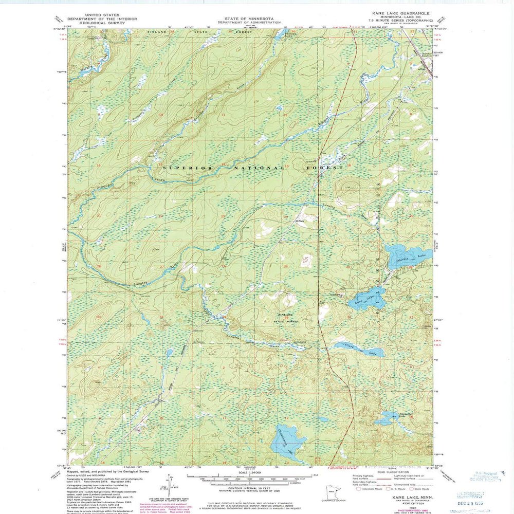 YellowMaps Kane Lake MN topo map, 1:24000 Scale, 7.5 X 7.5 Minute, Historical, 1981, Updated 1985, 27.23 x 21.53 in - Polypropylene