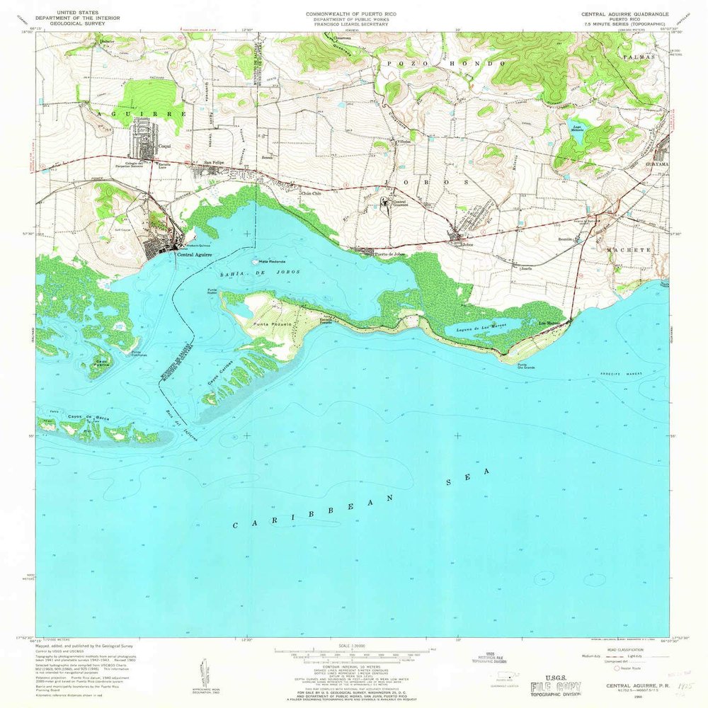 YellowMaps Central Aguirre PR topo map, 1:20000 Scale, 7.5 X 7.5 Minute, Historical, 1960, Updated 1962, 31.8 x 29.1 in - Polypropylene