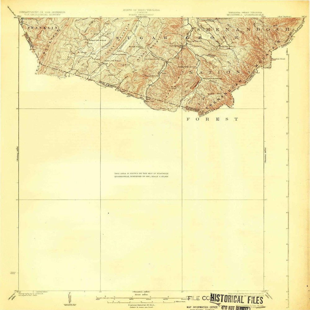 Mc Dowell VA topo map, 1:62500 Scale, 15 X 15 Minute, Historical, 1924, 19.8 x 17.4 in - Tyvek
