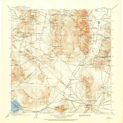 YellowMaps Tonopah NV topo map, 1:250000 Scale, 1 X 1 Degree, Historical, 1907, Updated 1955, 20.9 x 17 in - Polypropylene