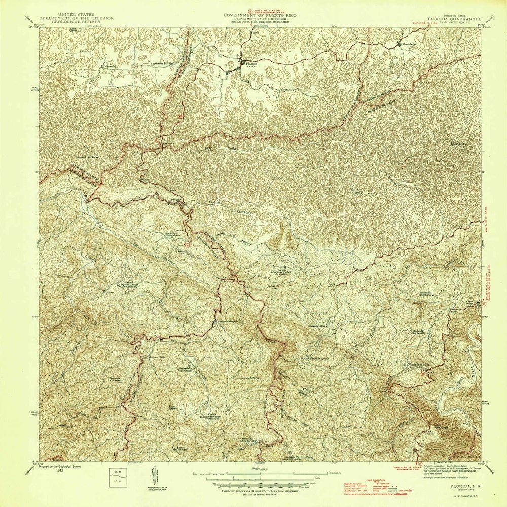 YellowMaps Florida PR topo map, 1:30000 Scale, 7.5 X 7.5 Minute, Historical, 1946, 21.2 x 19.9 in - Tyvek