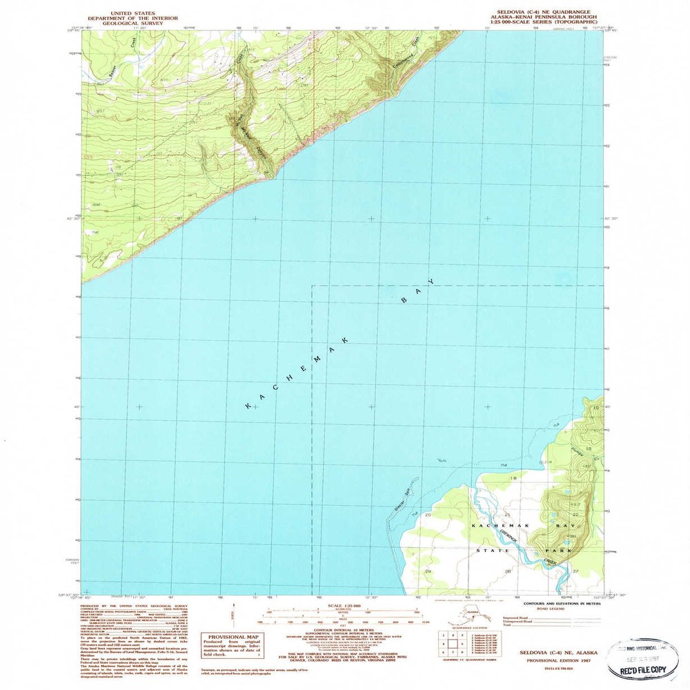Seldovia C 4 NE AK topo map, 1:25000 Scale, 7.5 X 7.5 Minute, Historical, 1987, Updated 1987, 26.8 x 22 in - Polypropylene