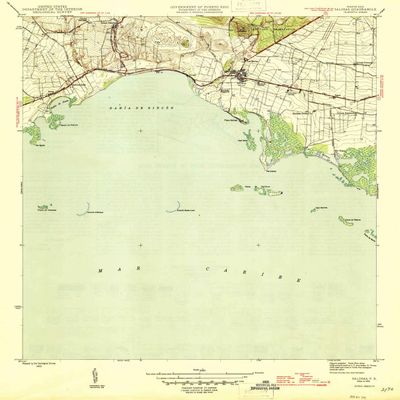 YellowMaps Salinas PR topo map, 1:30000 Scale, 7.5 X 7.5 Minute, Historical, 1945, 21.2 x 19.7 in - Polypropylene