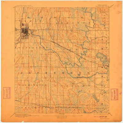 YellowMaps Watertown WI topo map, 1:62500 Scale, 15 X 15 Minute, Historical, 1894, Updated 1910, 20.35 x 16.78 in - Polypropylene