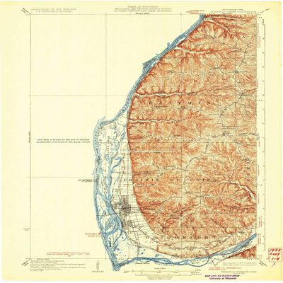 YellowMaps Prairie Du Chien WI topo map, 1:62500 Scale, 15 X 15 Minute, Historical, 1932, 20.29 x 16.08 in - Polypropylene
