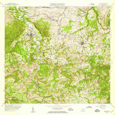 YellowMaps Ciales PR topo map, 1:20000 Scale, 7.5 X 7.5 Minute, Historical, 1957, Updated 1959, 32.3 x 28.4 in - Polypropylene