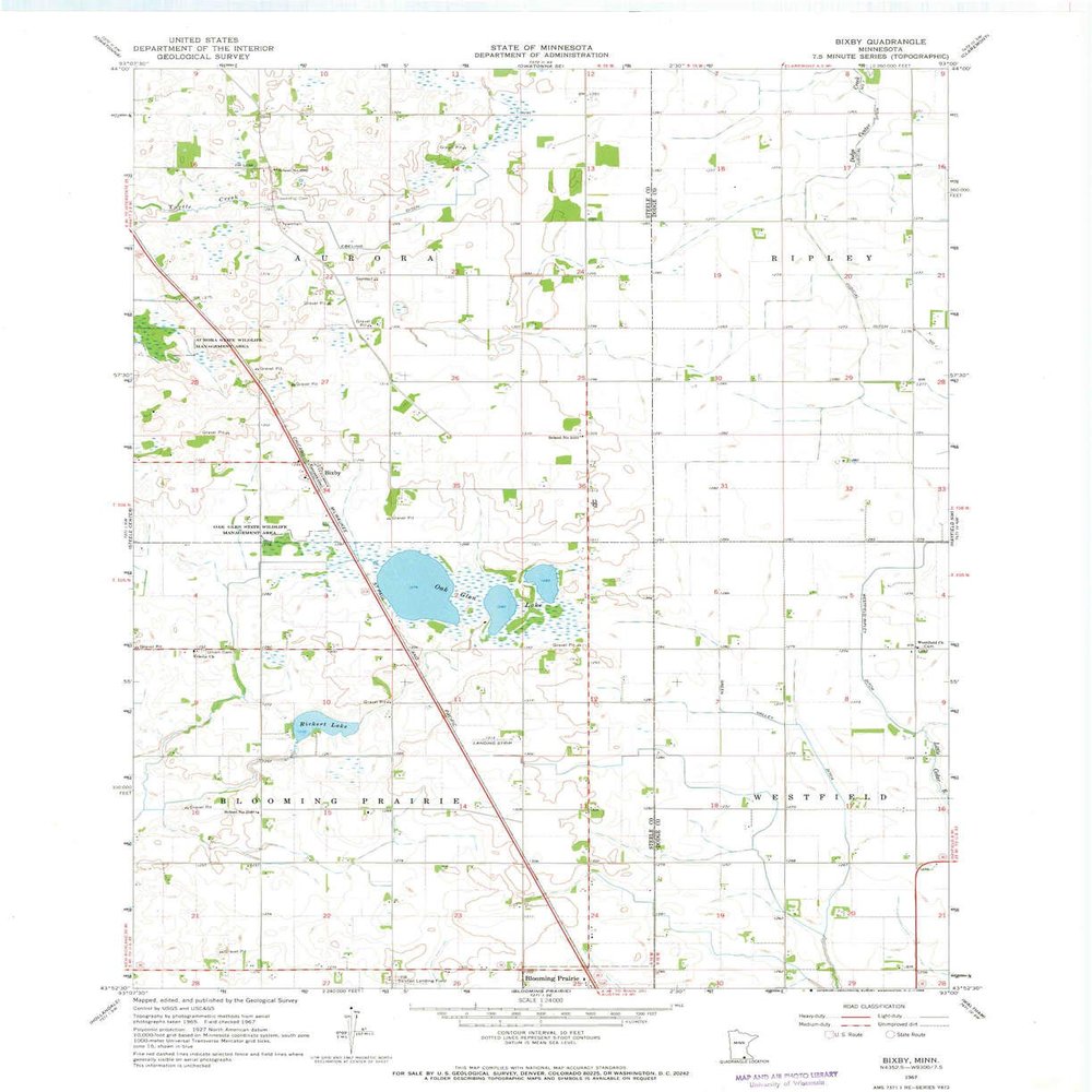 YellowMaps Bixby MN topo map, 1:24000 Scale, 7.5 X 7.5 Minute, Historical, 1967, Updated 1968, 27.23 x 21.53 in - Polypropylene