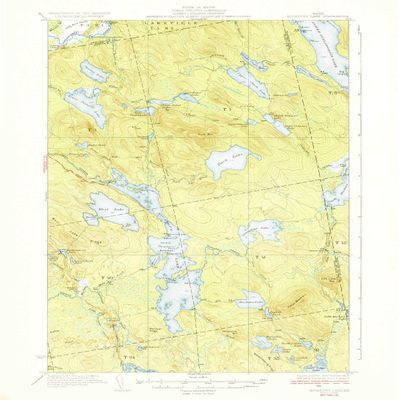 YellowMaps Nicatous Lake ME topo map, 1:62500 Scale, 15 X 15 Minute, Historical, 1934, 19.9 x 16.5 in - Polypropylene
