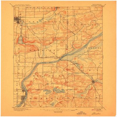 YellowMaps Baraboo WI topo map, 1:62500 Scale, 15 X 15 Minute, Historical, 1908, 20.36 x 16.83 in - Polypropylene