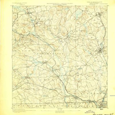YellowMaps Blackstone MA topo map, 1:62500 Scale, 15 X 15 Minute, Historical, 1893, 19.7 x 15.8 in - Polypropylene