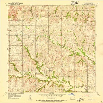 YellowMaps Auburn KS topo map, 1:24000 Scale, 7.5 X 7.5 Minute, Historical, 1952, Updated 1953, 27 x 20.97 in - Polypropylene