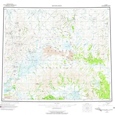 YellowMaps Bendeleben AK topo map, 1:250000 Scale, 1 X 3 Degree, Historical, 1950, Updated 1975, 22.6 x 24.2 in - Tyvek