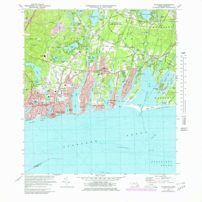 YellowMaps Falmouth MA topo map, 1:25000 Scale, 7.5 X 7.5 Minute, Historical, 1972, Updated 1979, 26.9 x 21.9 in - Tyvek
