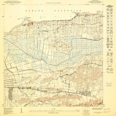 YellowMaps Arecibo NE PR topo map, 1:10000 Scale, 3.75 X 3.75 Minute, Historical, 1950, 31.1 x 30.5 in - Polypropylene