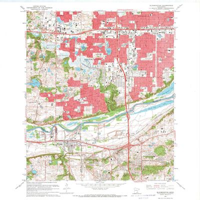 YellowMaps Bloomington MN topo map, 1:24000 Scale, 7.5 X 7.5 Minute, Historical, 1967, Updated 1969, 27.23 x 21.53 in - Polypropylene