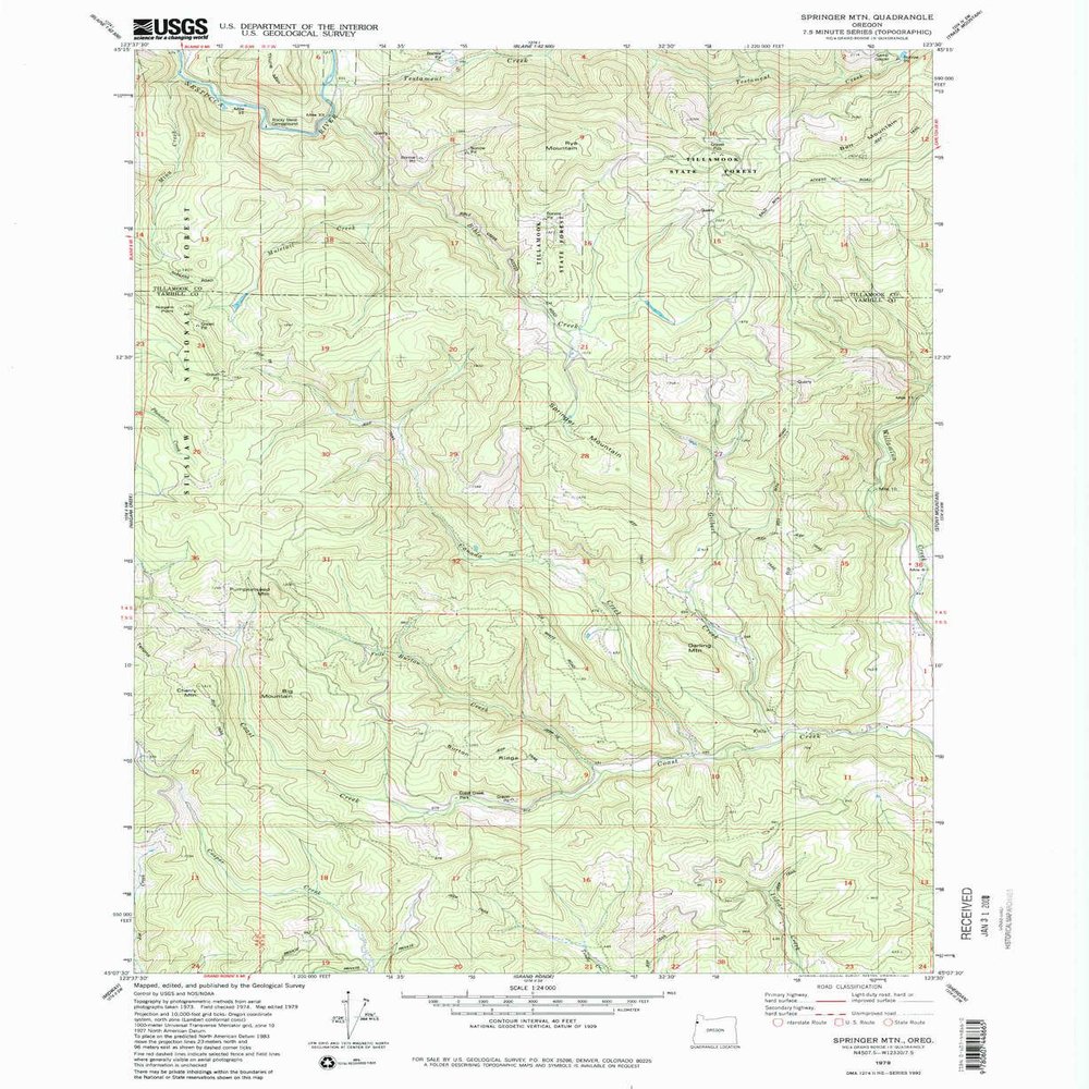 YellowMaps Springer MTN OR topo map, 1:24000 Scale, 7.5 X 7.5 Minute, Historical, 1979, Updated 1980, 26.87 x 21.98 in - Tyvek