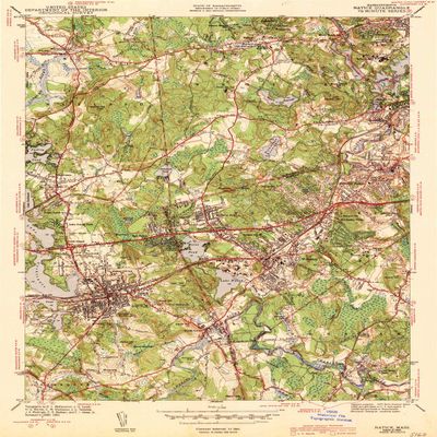 YellowMaps Natick MA topo map, 1:31680 Scale, 7.5 X 7.5 Minute, Historical, 1943, 19.7 x 14.6 in - Tyvek