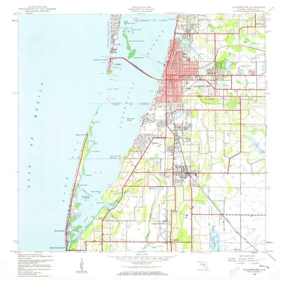 YellowMaps Clearwater FL topo map, 1:24000 Scale, 7.5 X 7.5 Minute, Historical, 1943, Updated 1961, 26.9 x 23 in - Polypropylene
