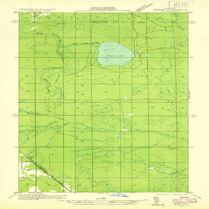 YellowMaps Ozark SE MI topo map, 1:31680 Scale, 7.5 X 7.5 Minute, Historical, 1931, 26.8 x 14.8 in - Tyvek