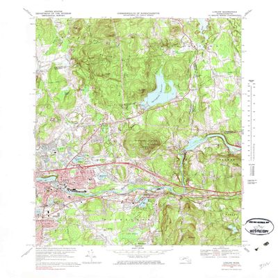 Ludlow MA topo map, 1:25000 Scale, 7.5 X 7.5 Minute, Historical, 1969, Updated 1983, 26.8 x 22 in - Polypropylene