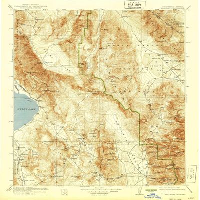 YellowMaps Ballarat CA topo map, 1:250000 Scale, 1 X 1 Degree, Historical, 1913, Updated 1939, 19.9 x 16.5 in - Tyvek