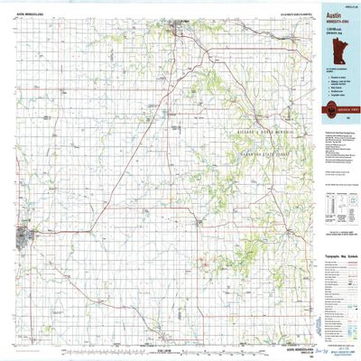 YellowMaps Austin MN topo map, 1:100000 Scale, 30 X 60 Minute, Historical, 1985, Updated 1985, 27.23 x 21.53 in - Polypropylene