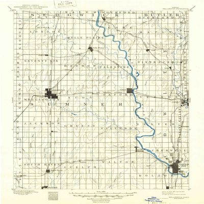 Wellington KS topo map, 1:125000 Scale, 30 X 30 Minute, Historical, 1890, Updated 1949, 20 x 16.31 in - Polypropylene