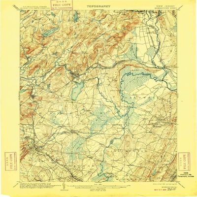 YellowMaps Morristown NJ topo map, 1:62500 Scale, 15 X 15 Minute, Historical, 1906, Updated 1909, 20 x 16.6 in - Polypropylene